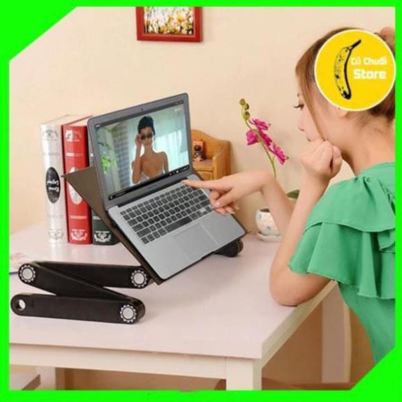 Bàn để laptop Xoay 360 độ linh hoạt 2 chân_chân gập chữ Z. Mặt bàn có quạt tản nhiệt