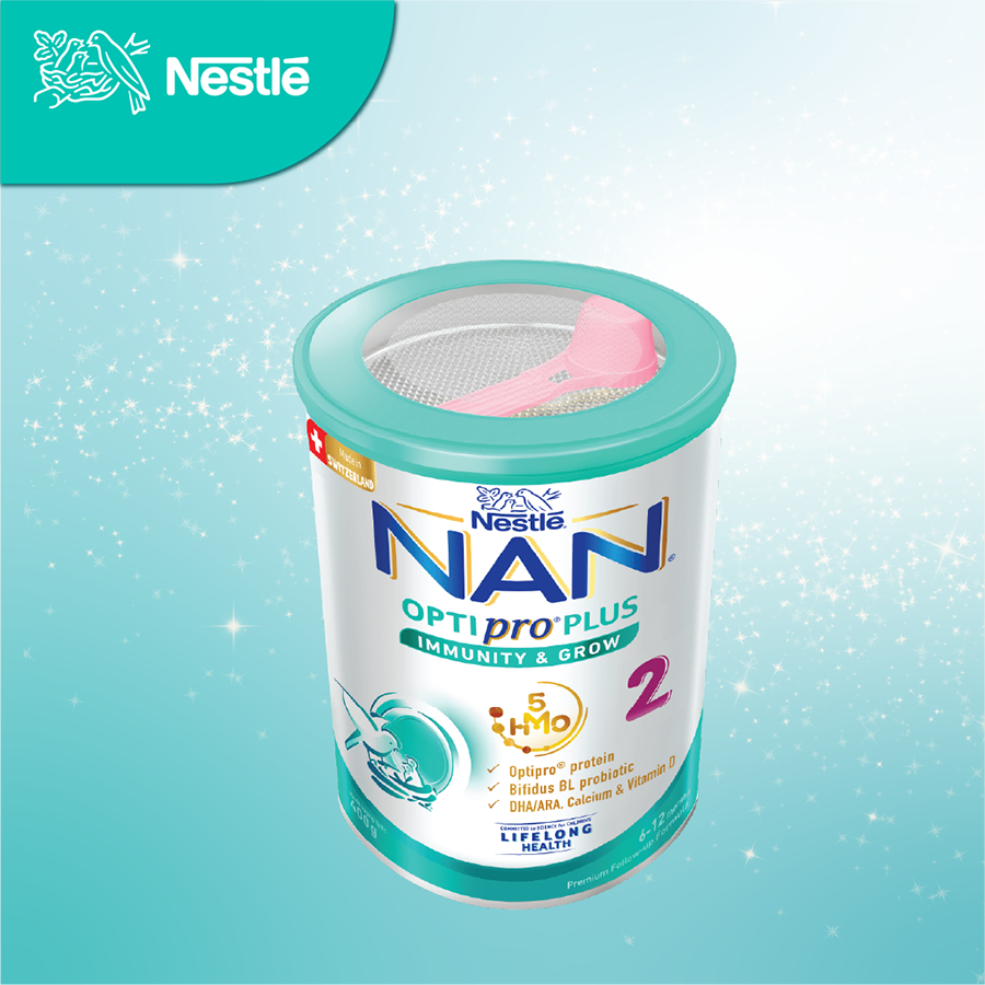 Sữa bột Nestlé NAN OPTIPRO PLUS 2 400g/lon với 5HMO Sản Xuất Tại Thụy Sĩ (6-12 tháng)