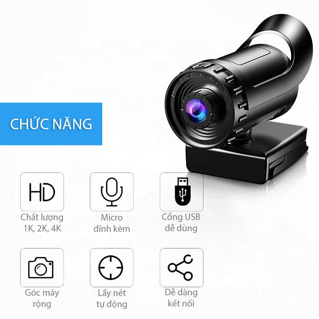 Xuất Khẩu Mỹ - Webcam Full HD 720p 1K 2K 4K 8K Camera  Tự Động Lấy Nét Máy Tính, Laptop The Deosd WC - Hàng Chính Hãng