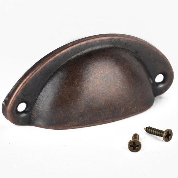 20 Pieces Antique Drawer Knob Cup Cabinet Pull Handle Cup Half Round Bronze