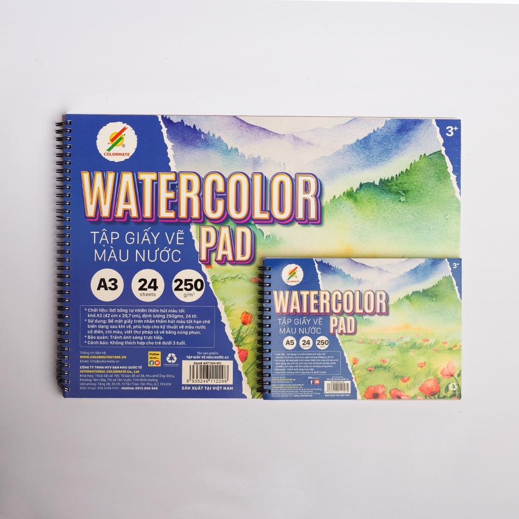 Giấy Vẽ Màu Nước Watercolor 250GSM Khổ A3, A5 - COLORMATE