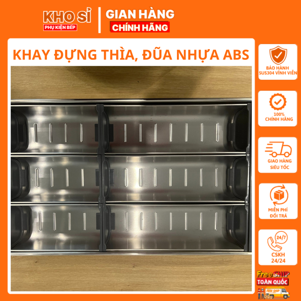 Khay Đựng Thìa, Đũa Inox Eurotek Thiết Kế Hiện Đại, Sang Trọng Có Nhiều Ngăn Với Nhiều Kích Thước Khác Nhau