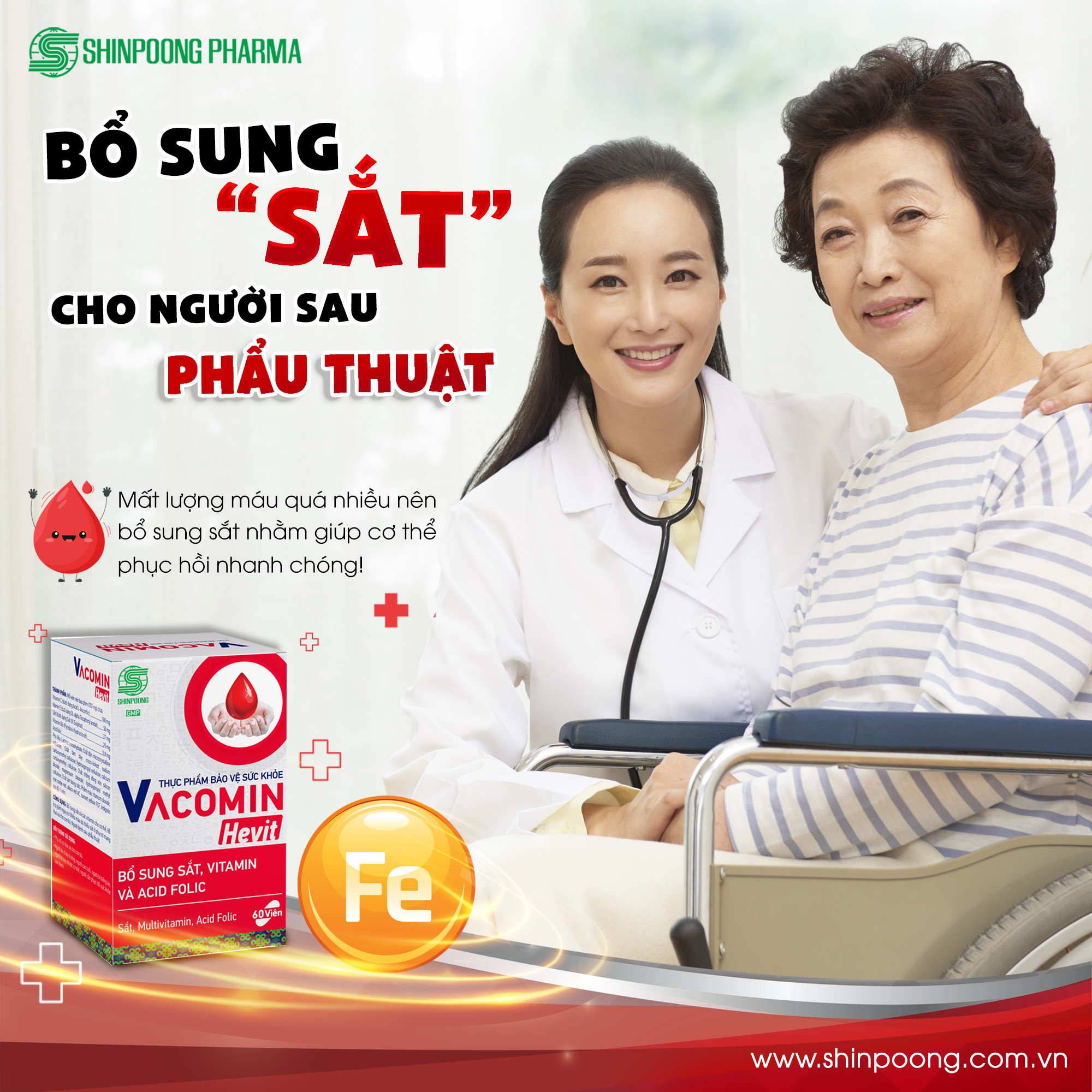 COMBO Viên Uống Vitamin tổng hợp, bổ máu và hỗ trợ khớp VACOMIN ACTIZ, HEVIT, VAROBONE - SHINPOONG 60 viên