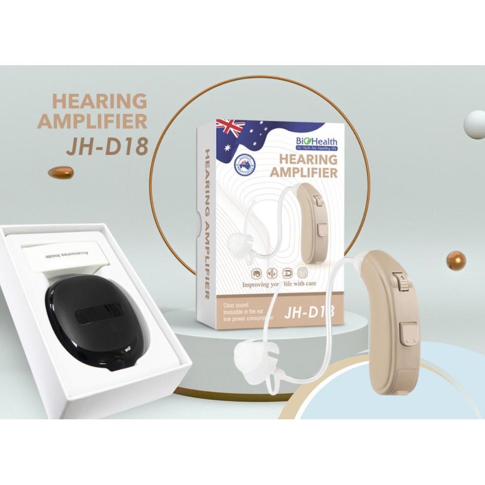 Máy trợ thính BioHealth JH-D18 thiết kế mọi hướng theo ống tai, pin Cell A13 dung lượng tốt hơn