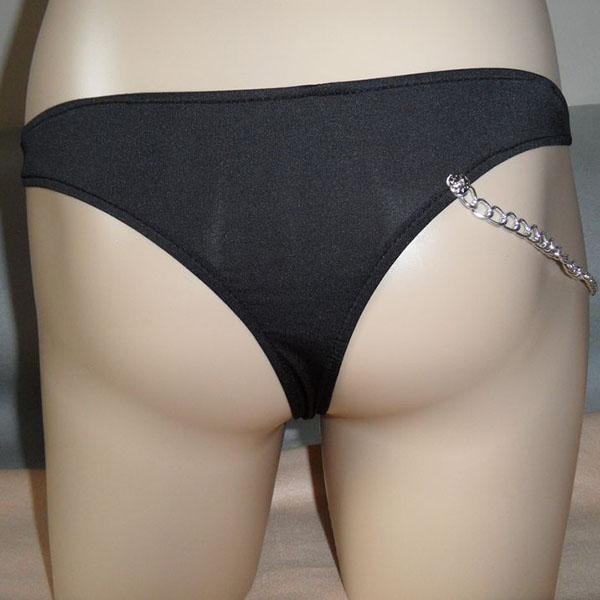 Mens PU leather G-string Underwear Chain Low Rise Briefs Thong Clubwear