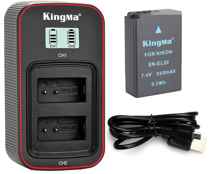 Pin sạc Kingma Ver 3 cho Nikon EN-EL20 (Sạc Type C siêu nhanh), Hàng chính hãng