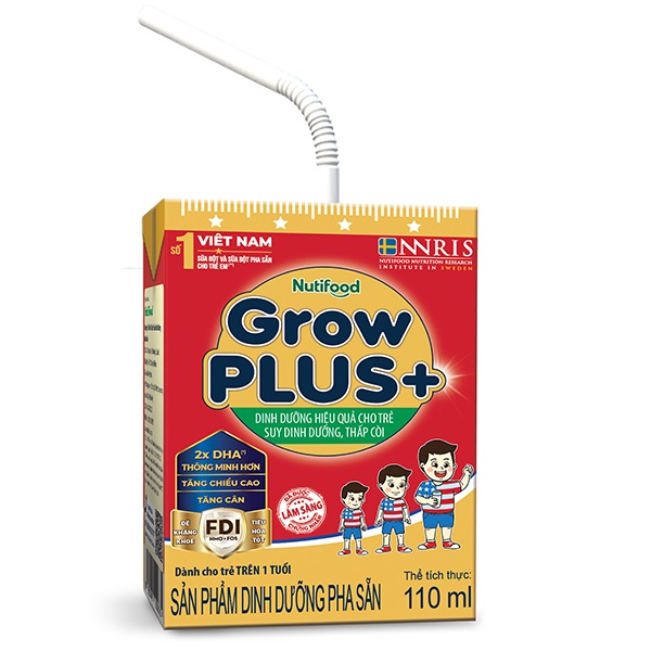 4 Thùng Sữa Bột Pha Sẵn Growplus Đỏ 110Ml Suy Dinh Dưỡng 48 Hộp X 110Ml