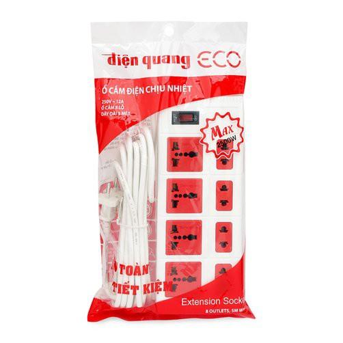 Ổ cắm Điện Quang 2BR 8ECO dây 2m TẶNG 01 Bóng đèn LED Bulb 1W daylight