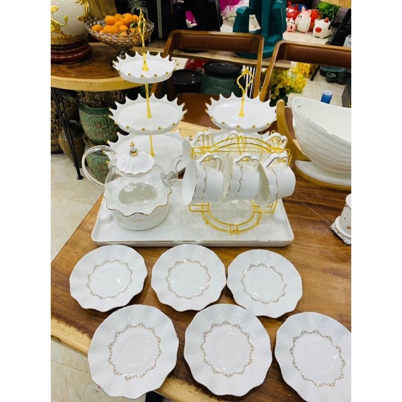 BỘ ẤM CHÉN SỨ SƯƠNG TRẮNG️ BỘ TÁCH TRÀ SỨ SƯƠNG TRẮNG CÔNG CHÚA