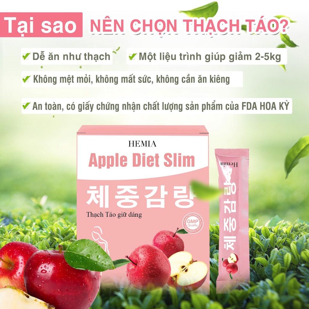 Thạch táo giảm cân Hemia, an toàn tại nhà, 1 hộp 10 cái, công nghệ chính hãng Hàn Quốc