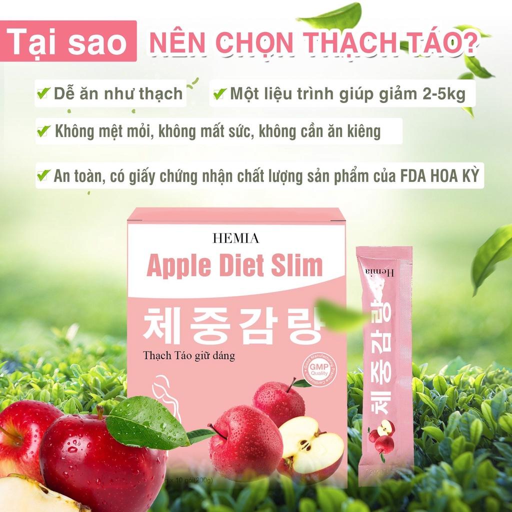 Thạch táo giảm cân Hemia an toàn tại nhà, 1 hộp 10 cái, công nghệ chính hãng Hàn Quốc