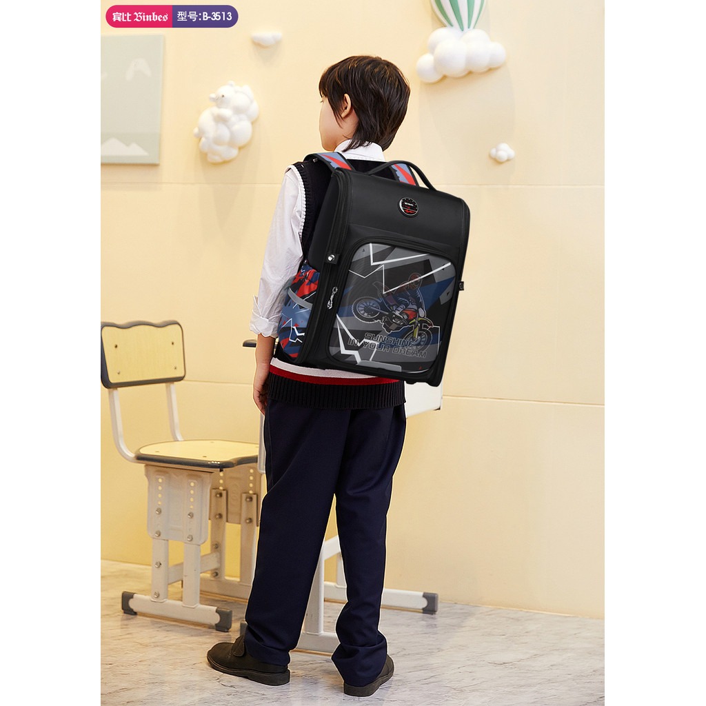 BINBES - B- 3513 Balo học sinh Cấp 1 siêu nhẹ, chống gù, chống thấm nước, cặp sách học sinh tiểu học