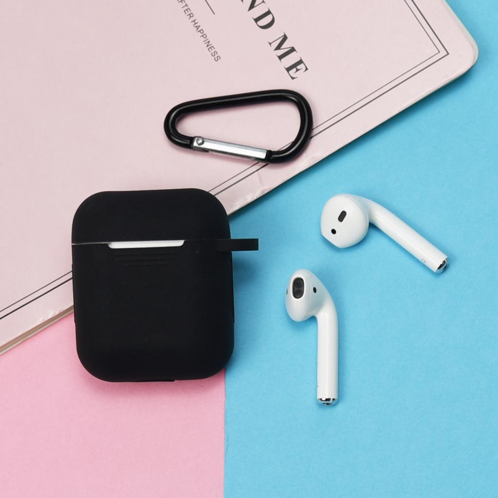 Ốp Silicon Chống Bụi Cho Vỏ Sạc AirPods W / Carabiner