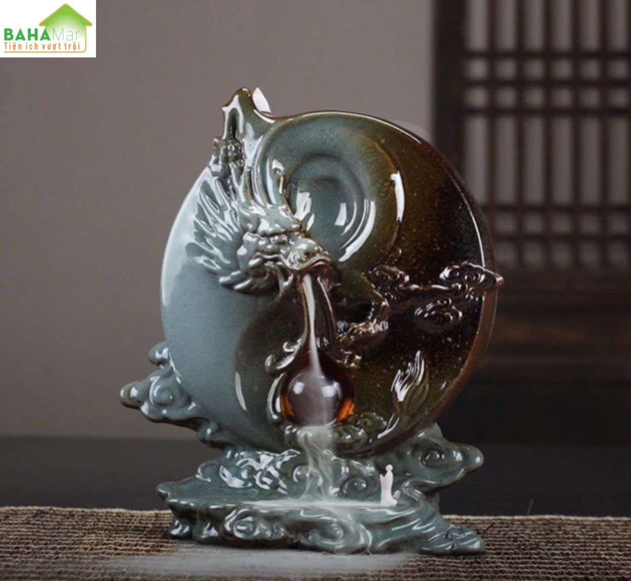 LƯ HƯƠNG TRẦM THỔI NGƯỢC RỒNG MAY MẮN THẢ NGỌC "BAHAMAR" Sáng tạo vẻ đẹp với phong cách điêu khắc, thú vị và hấp dẫn.