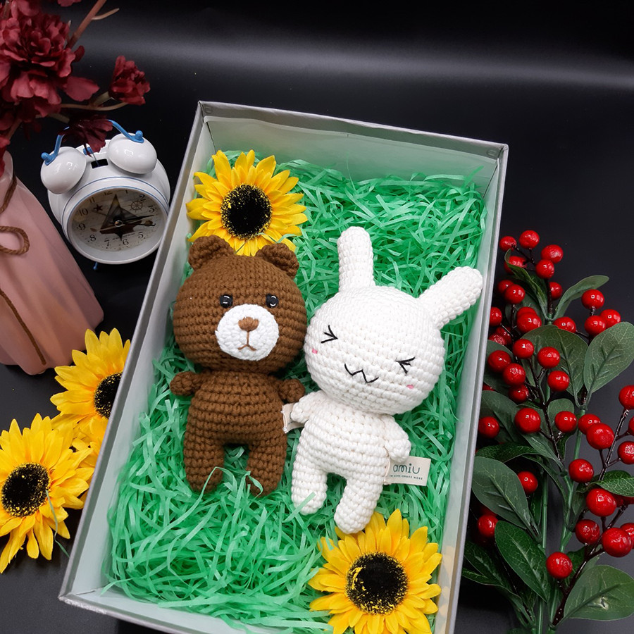 Gấu bông móc len Amigurumi cao cấp - Gấu Brown Little, quà tặng nhồi bông cho bé màu nâu nhỏ xinh - SP000319