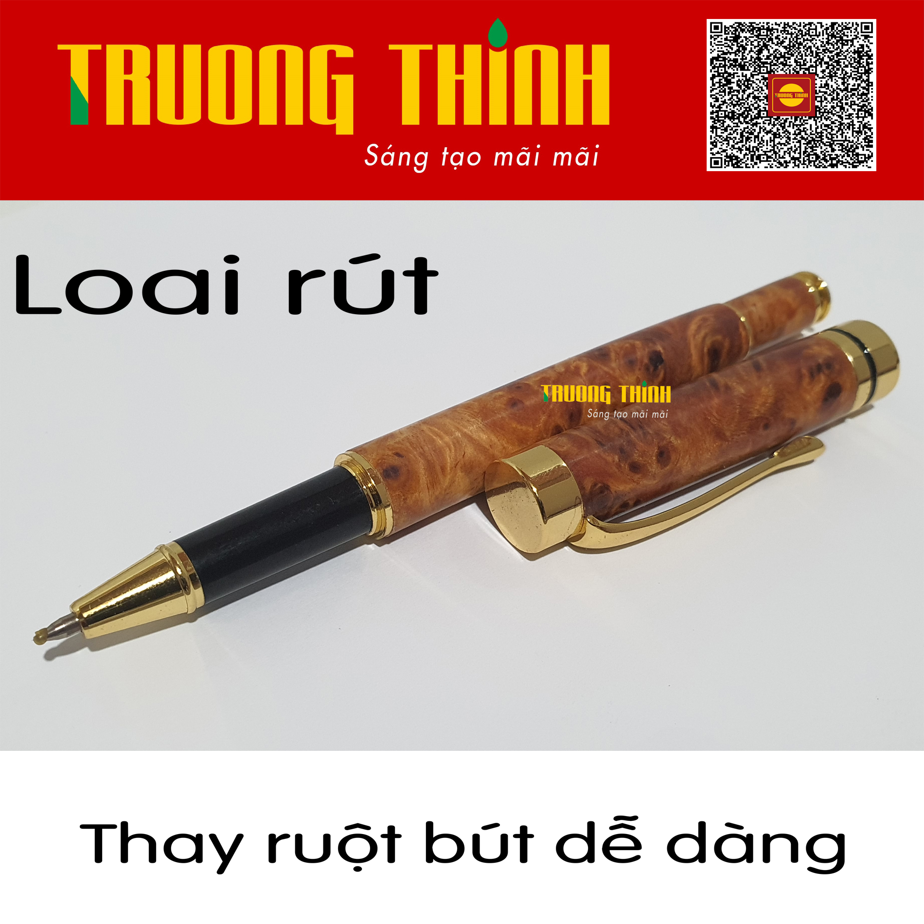 Bút Ký Gỗ Huyết Long Rồng Trường Thịnh Chính Hãng Sang Trọng Bền Đẹp Đẳng Cấp Doanh Nhân.Loại Rút 14.5 cm