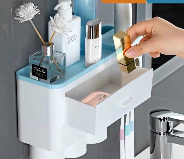 Kệ treo đồ nhà tắm- Bộ nhả kem đánh răng cao cấp Oenon cho mọi gia đình