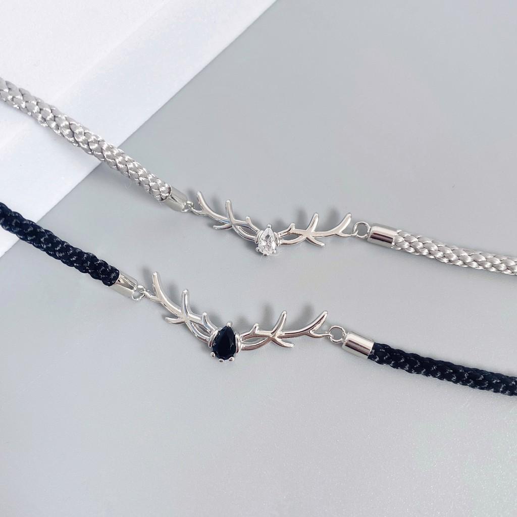 Lắc Tay Đôi Bạc Blue Peach Sừng Hươu LTD022
