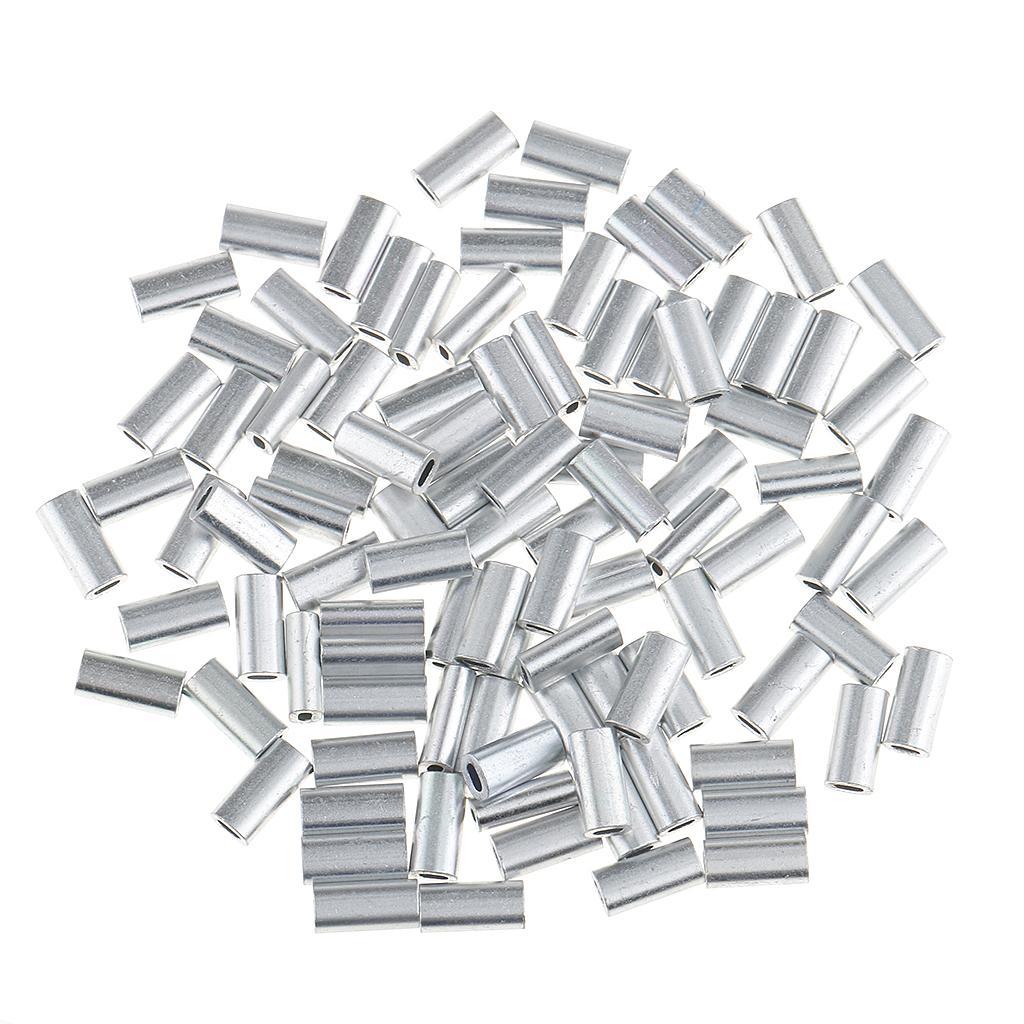 Pack of 200 Pieces Fishing Wire Single Barrel Crimp Sleeves, Fishing Line Leader Rigging Tackle Wire Rope Clips Tube Connector