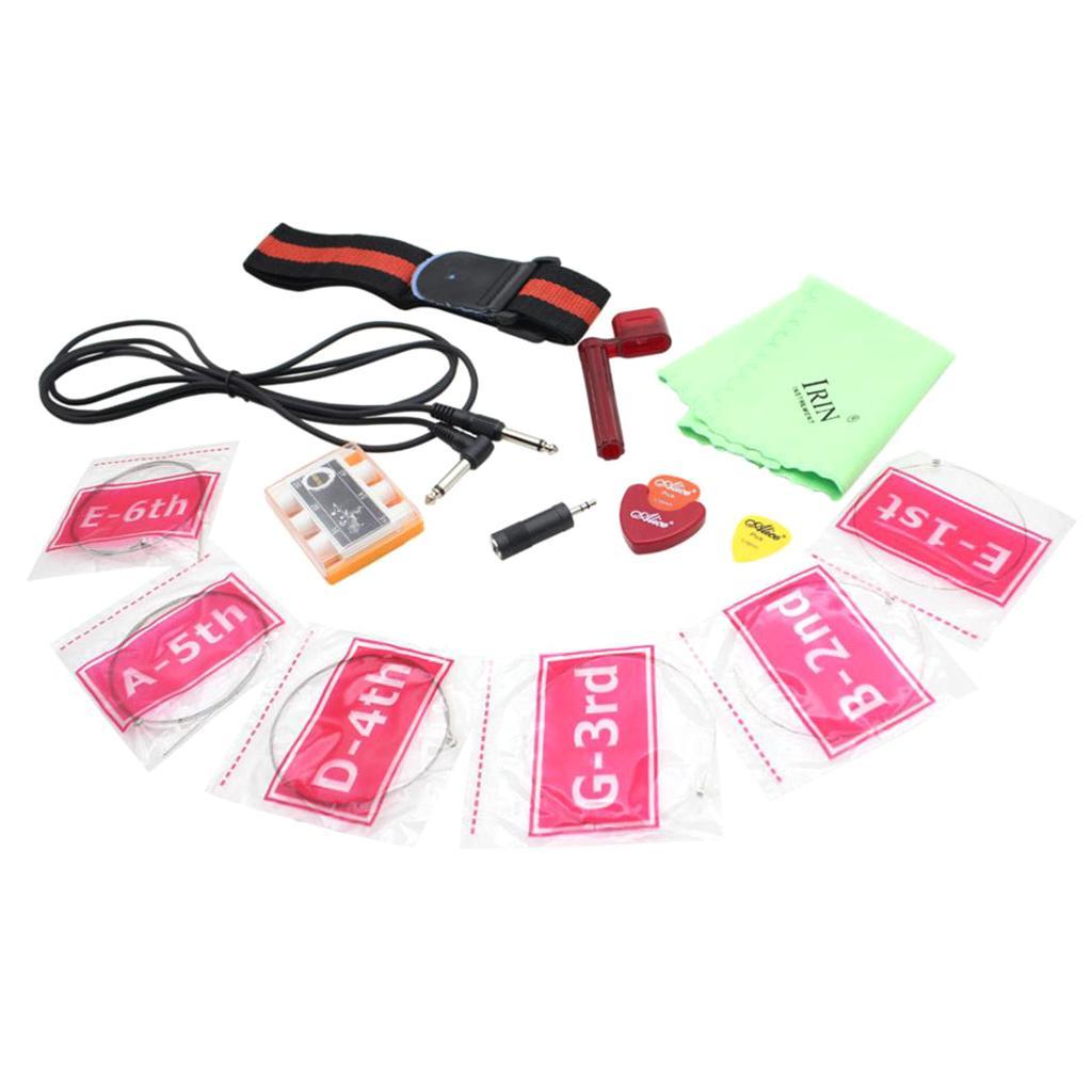 1 Pack Multi-colored Electric Guitar Replacement Parts, Strings Strap Pitch Pipe Cable Adapter String Winder