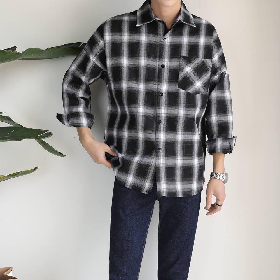 áo sơ mi caro flannel sọc 4 màu