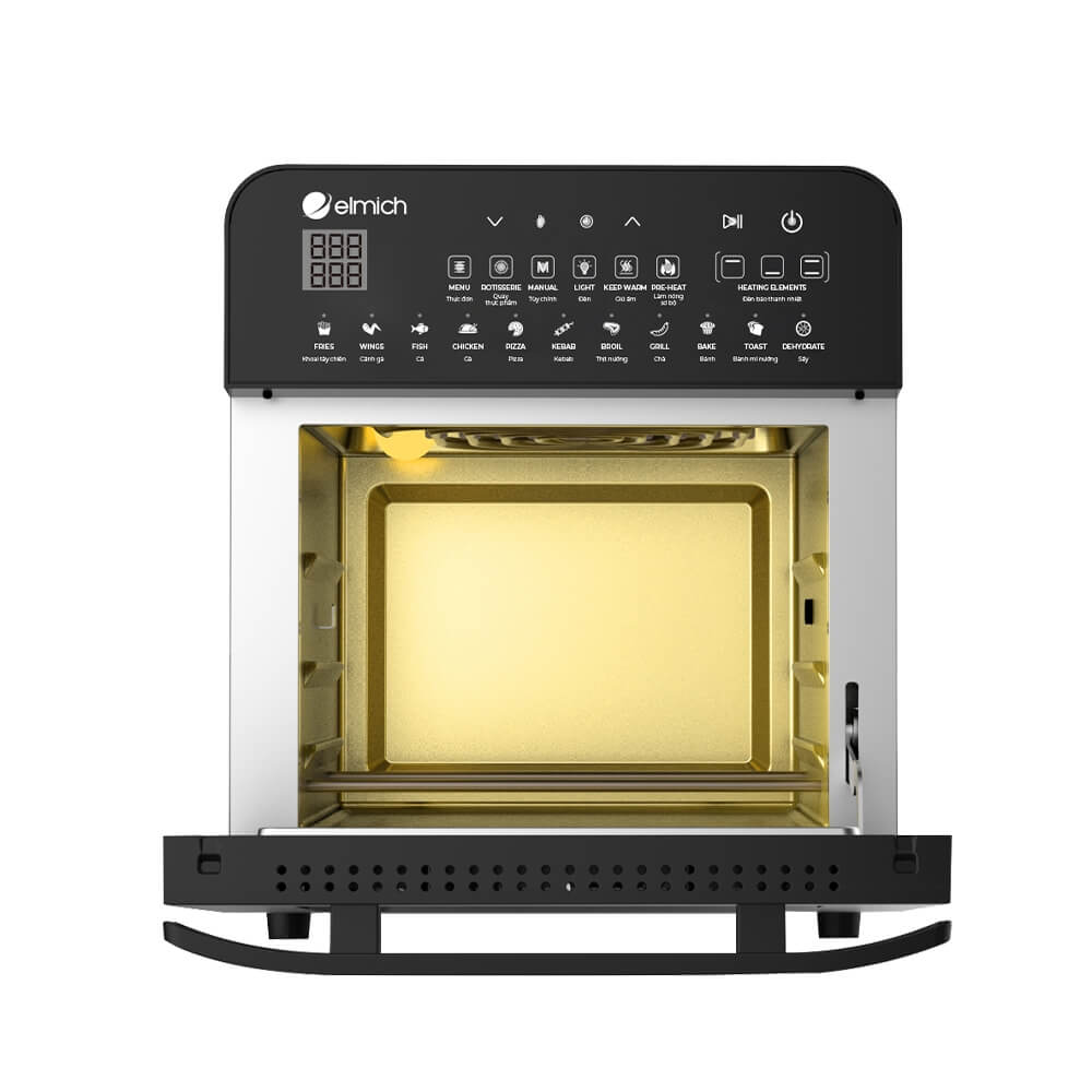 Lò chiên không dầu Elmich 14L AFE-3950 công suất 1700W điều khiển cảm ứng, kết hợp cả chiên và nướng, 11 chế độ nấu, gia nhiệt kép - Hàng chính hãng