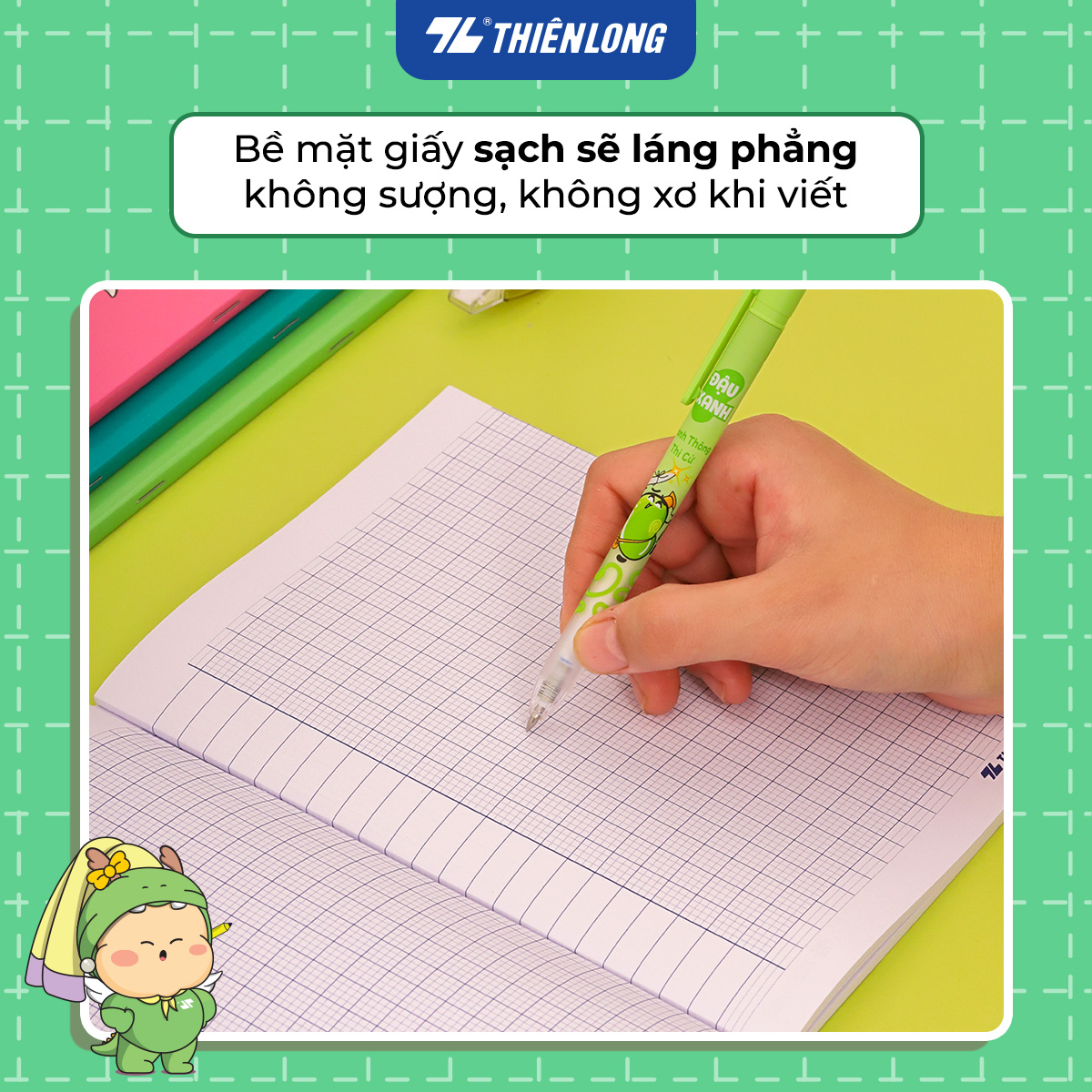 [TẶNG 02 CUỐN] Combo 10 Tập học sinh 96 trang 4 ô ly vuông 2mm 100gsm NB-124 Thiên Long - Mẫu ngẫu nhiên