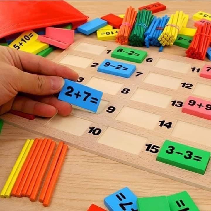 Đồ chơi Domino 110 quân bằng gỗ kèm que tính