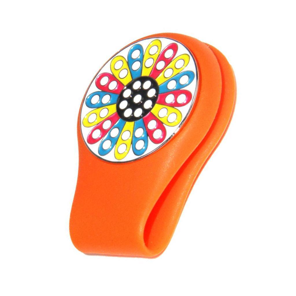 2xMagnetic Golf Hat Clip Golf Ball Marker with Detachable Pattern Plate Orange