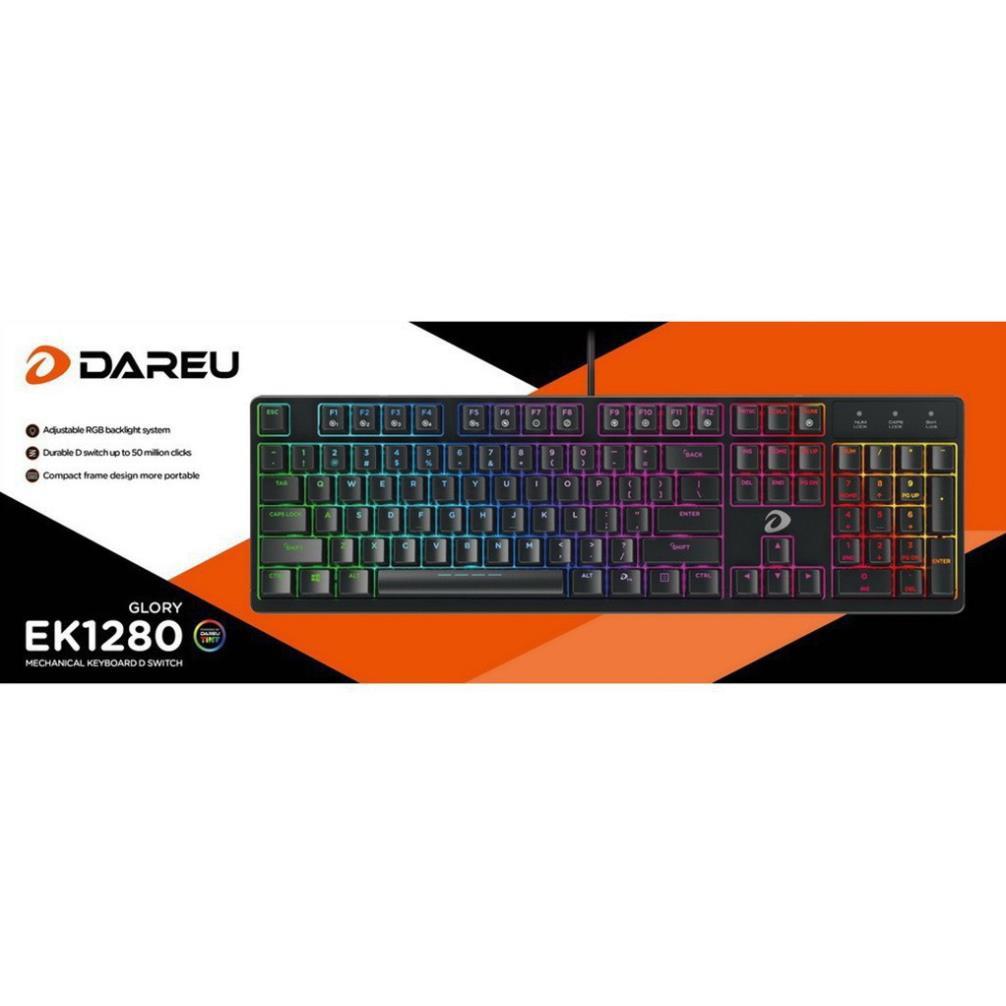 Bàn phím cơ Gaming Dareu EK1280 - Mã cũ DK1280 - Đèn led RGB 20 chế độ - Bảo hành 24 tháng - Cam kết lỗi 1 đổi 1