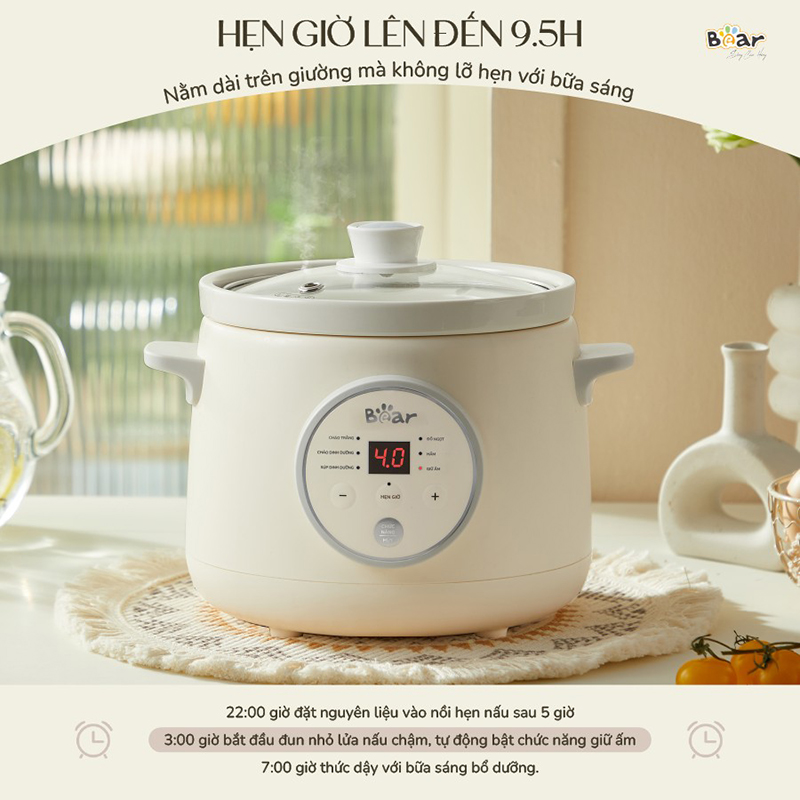 Nồi nấu chậm 1.5L Bear SB-NNC15 (120W) - Hàng chính hãng