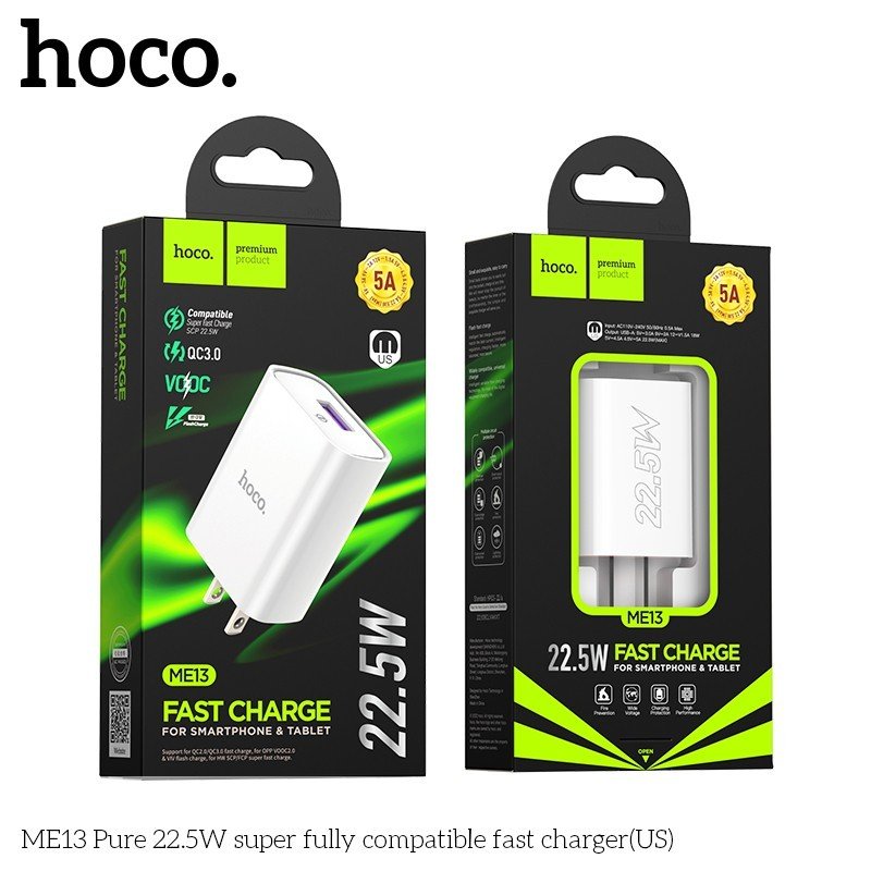 Cóc Sạc Nhanh Hoco. Dành Cho ME13 22.5W QC3.0 5A Cổng Sạc USB Hàng Chính Hãng