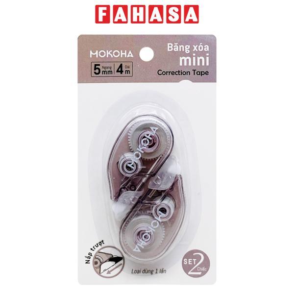 Bộ 2 Băng Xóa Kéo Mini - 5 mm x 4 m - Mokoha M-CT001 - Màu Xám