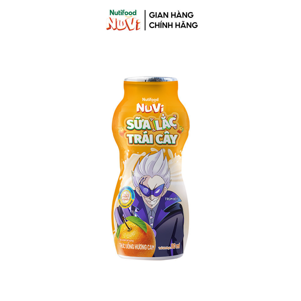 Thùng 48 chai Sữa Lắc Trái Cây Nuvi Hương Cam 80ml - Tăng Cường Chiều Cao, Phát Triển Trí Não
