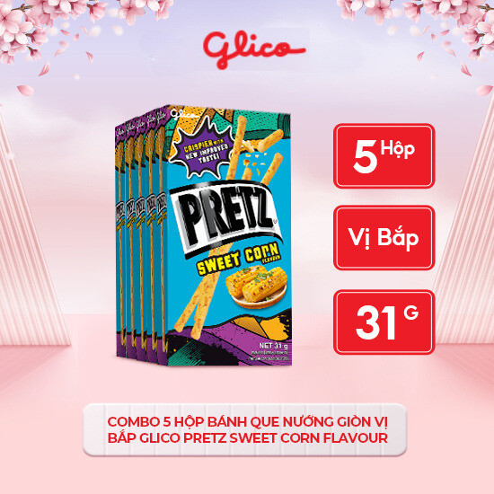 Bánh que nướng giòn vị bắp GLICO Pretz Sweet Corn Flavour (Combo 5 hộp)