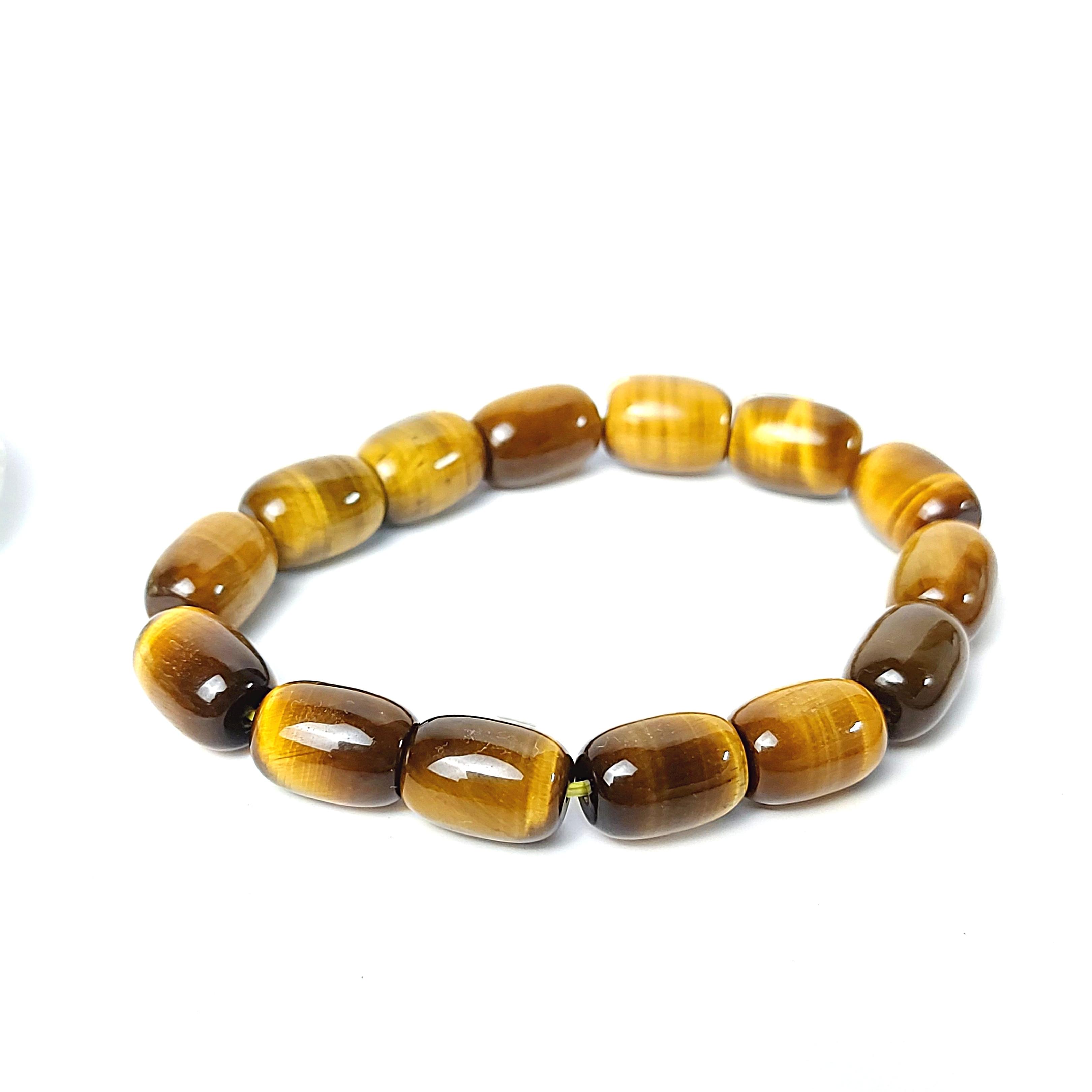 Vòng tay phong thủy đá Mắt Hổ vàng nâu lu thống size 10x14 mm phong cách lịch lãm | Hoa Minh Gem