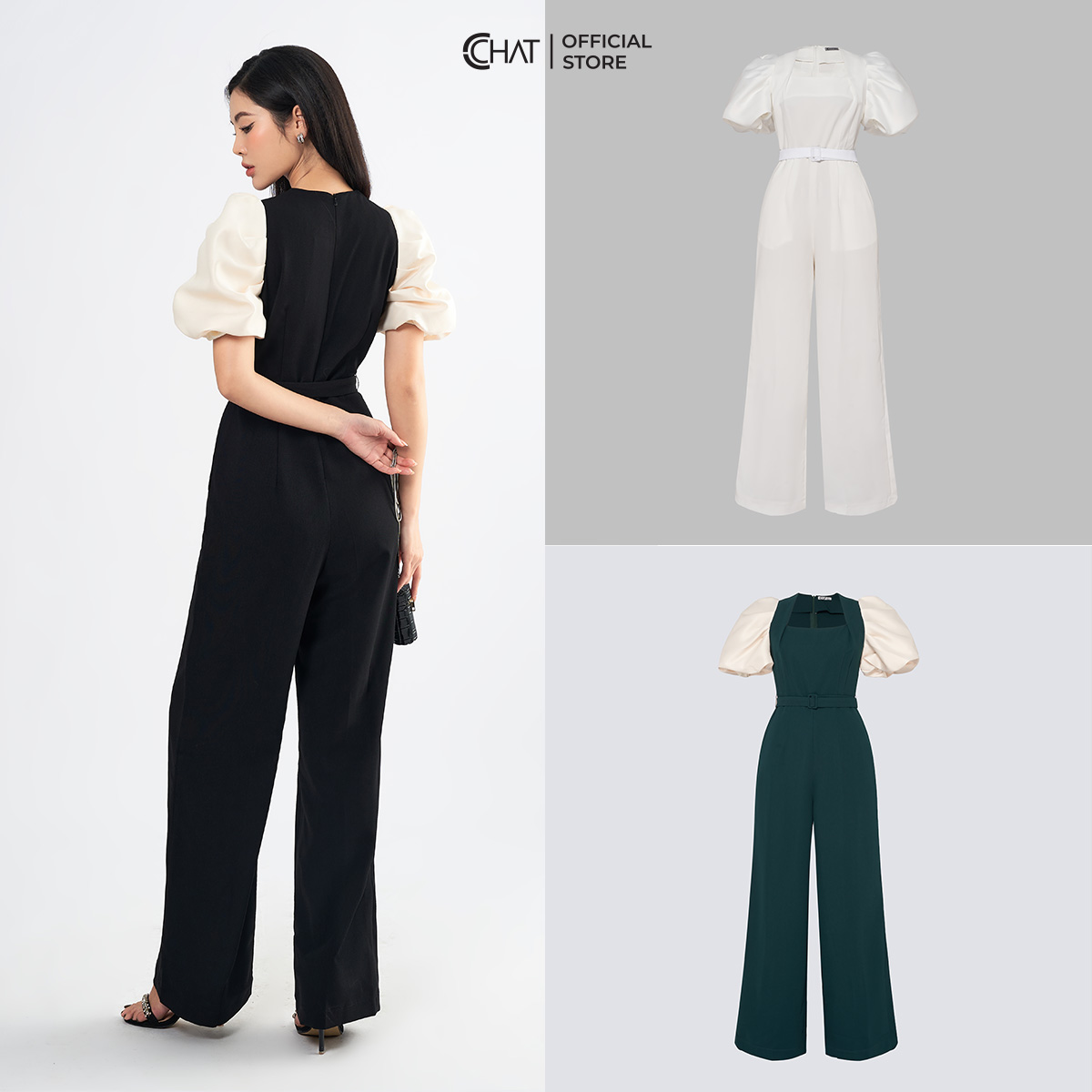 Jumpsuit Nữ  Dáng Suông Boom Tay Chất Tuytsi Cao Cấp 62JNS8002ST