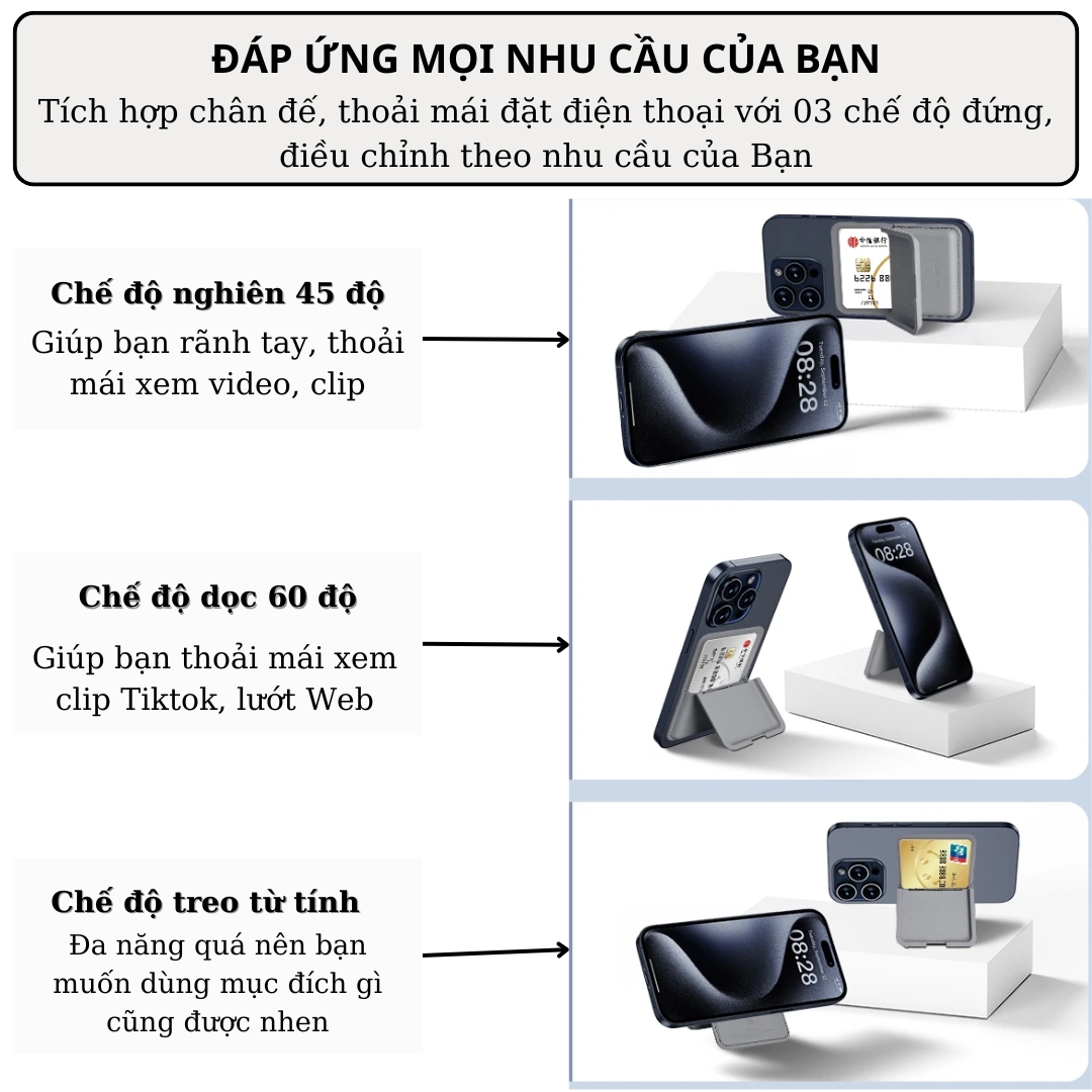 Ví da đựng Card từ tính tích hợp giá đỡ đa năng hiệu WiWU Mag Wallet ATM Visa Card Holder cho iPhone / điện thoại samsung - Hàng nhập khẩu