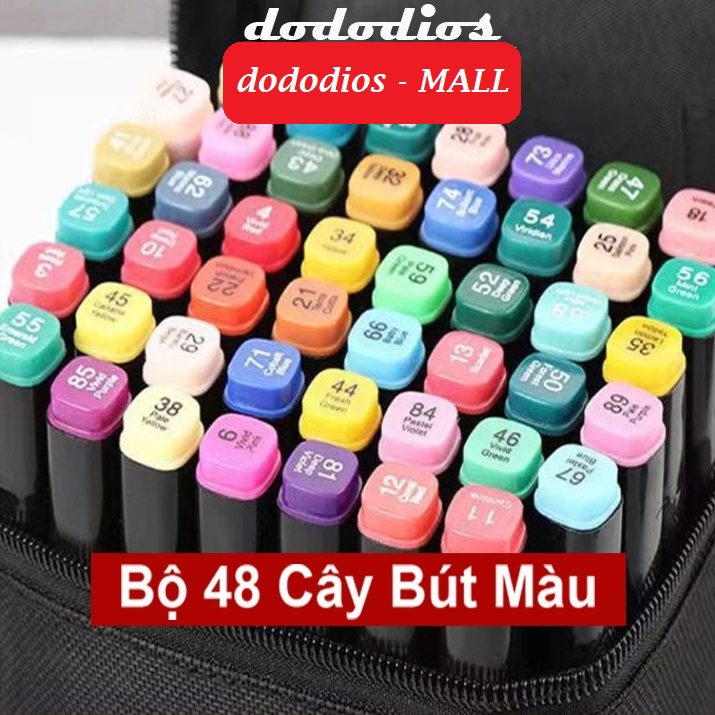 Bút màu marker chuyên nghiệp dododios - kèm túi vải, Bộ 48 Bút Màu Dạ Maker Touch 2 Đầu Họa Cụ Để Vẽ Tranh, Tô Màu, Vẽ Anime, Highlight, Take Note - Chính Hãng Dododios