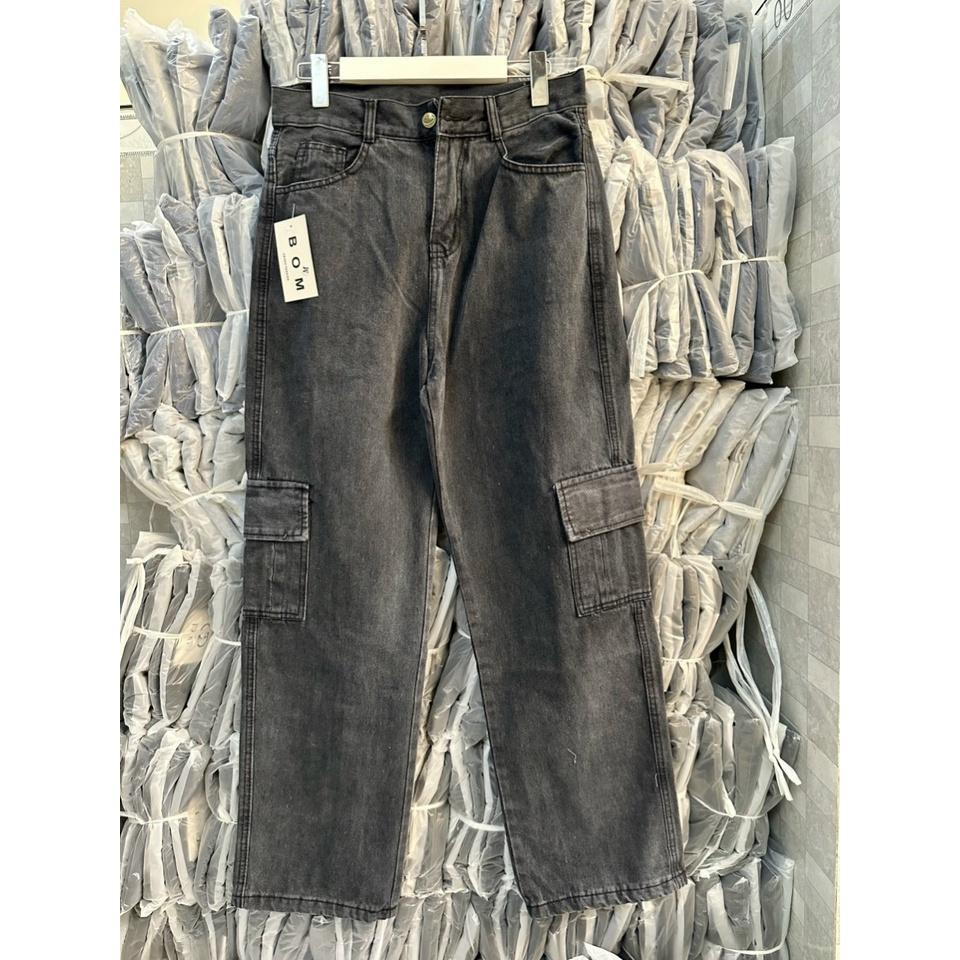 Quần JEAN baggy nam nữ unisex TÚI HỘP màu XANH - XÁM Nam nữ unisex Quần baggy ống rộng NBJ001