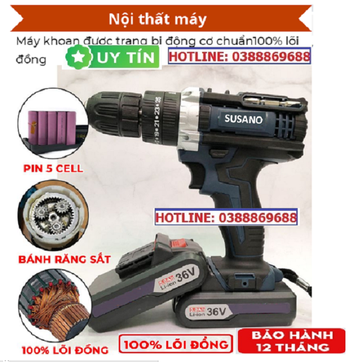 MÁY KHOAN PIN CAO CÁP SUSANO 36V + TẶNG BỘ PHỤ KIỆN 24 MÓN