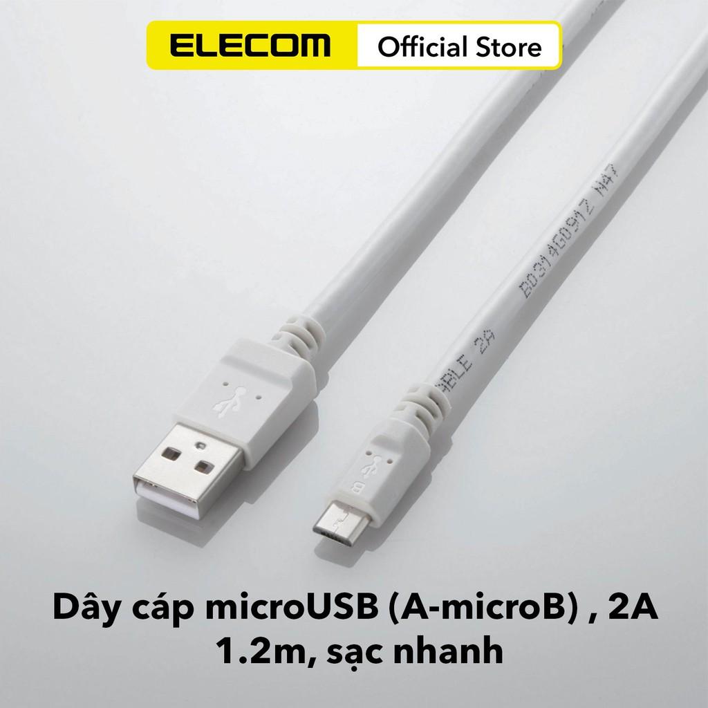 Dây cáp microUSB (A-microB), 2A, sạc nhanh ELECOM MPA-AMBC2U- Hàng chính hãng