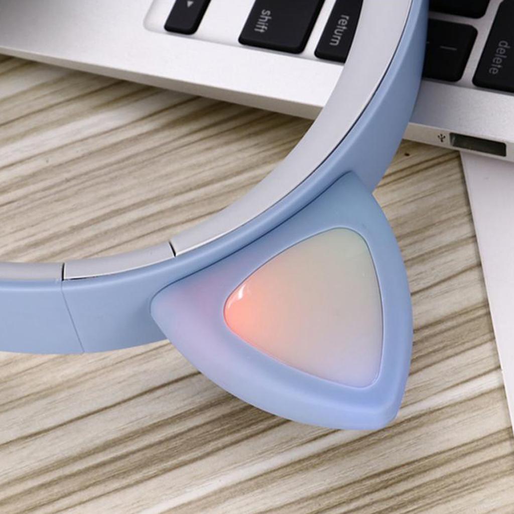 Bluetooth Stereo Headphones LED Light Flashing Glowing Headset Blue