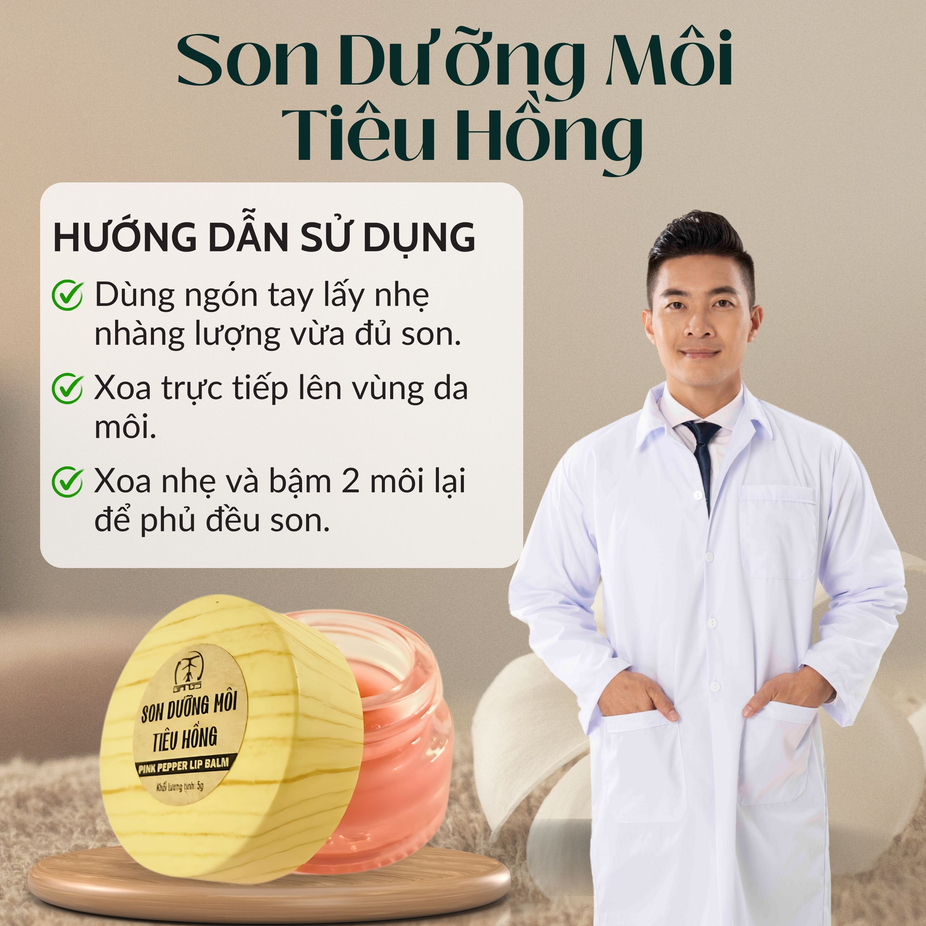 Son dưỡng môi tiêu hồng GIANG'S hũ 5g - Giúp hồng môi tự nhiên nhờ chiết xuất hạt tiêu