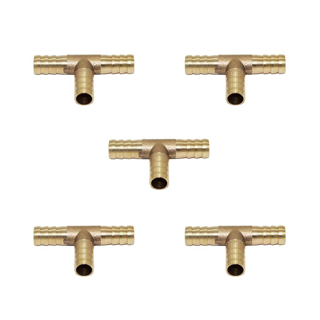 3-5pack 5pcs Brass T Type Joiner Fuel Hose Joiner Tee Connector Air Water Gas