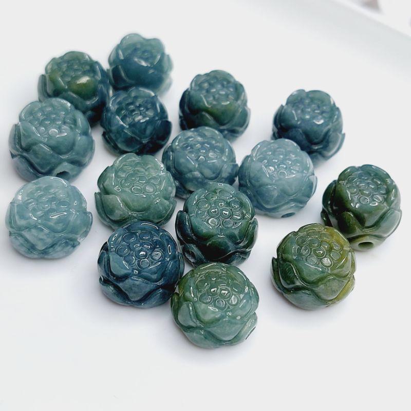 Hoa sen xỏ vòng tay, mặt dây Lam Ngọc A chuẩn thiên nhiên UPCARA