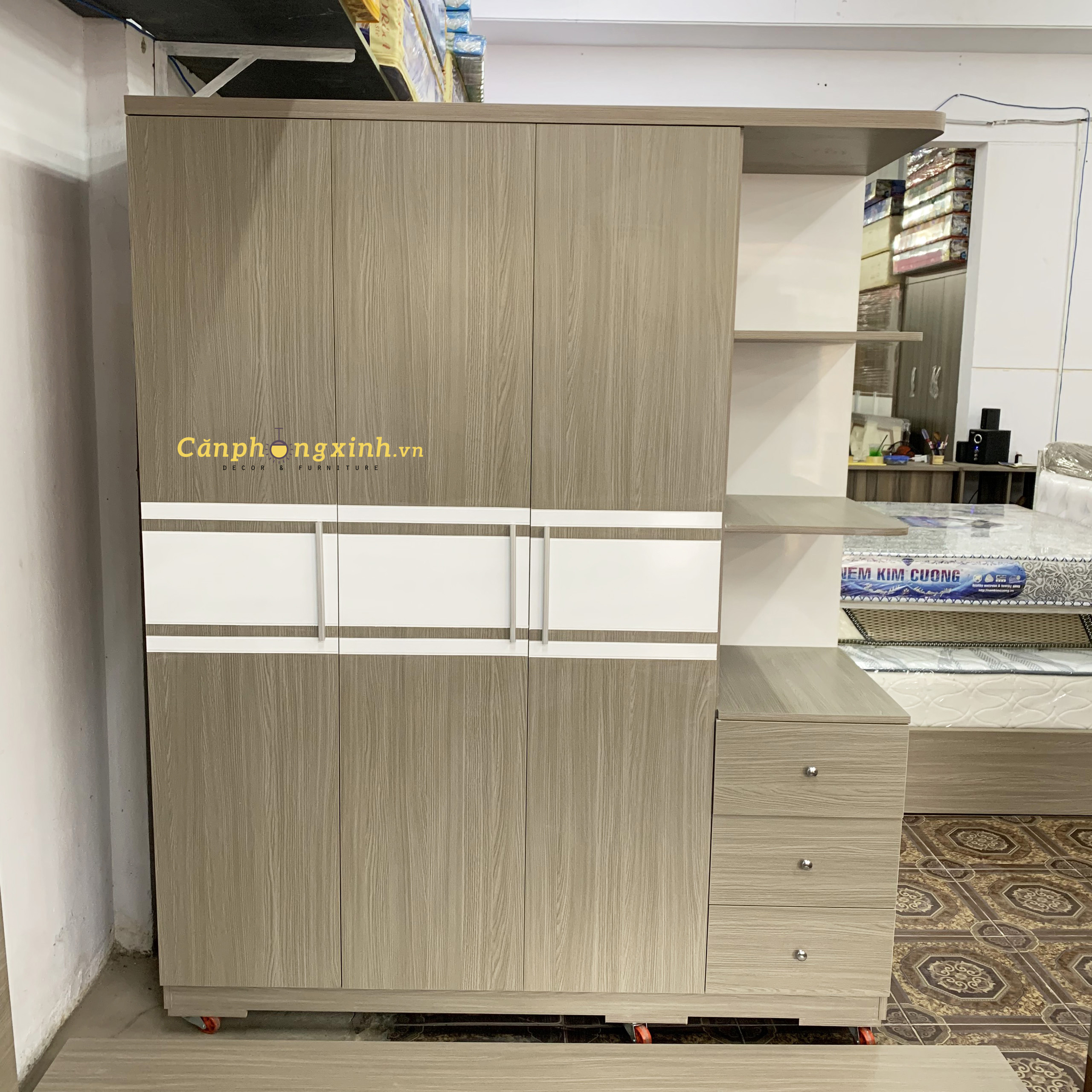 Tủ áo 3 cánh có kệ hộc gỗ MDF CPX-T11