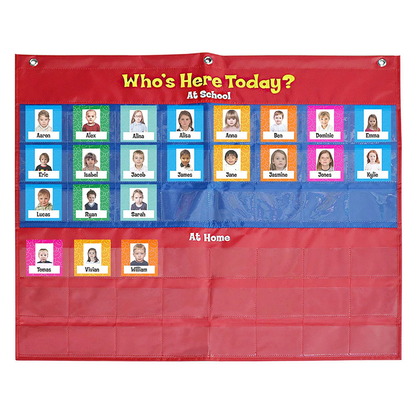 School Classroom Attendance Pocket Chart with 72 Color Cards Teacher Accessories for Classroom Management Early