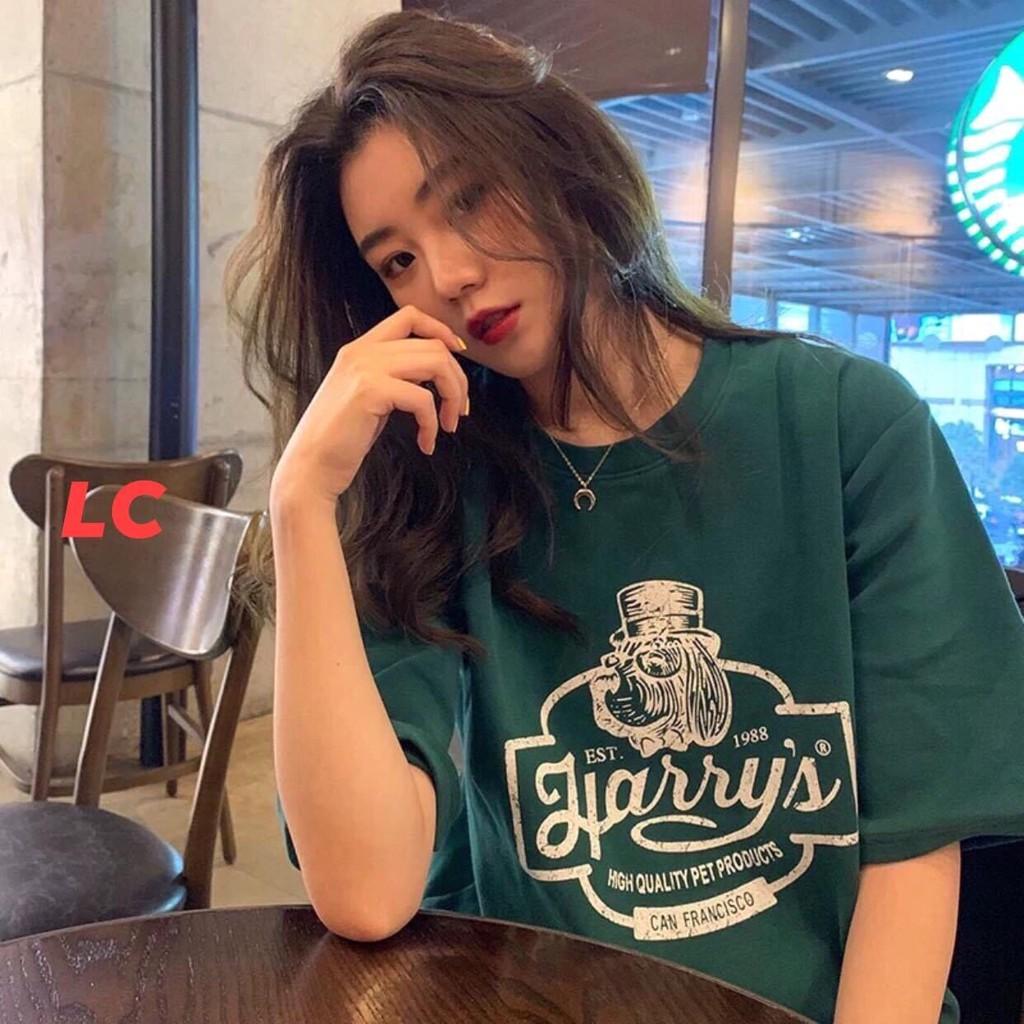 Áo harrys xanh thun form rộng bigsize nữ - Phông cộc tay cổ tròn dáng suông, mặc mùa hè cá tính ulzzang SIÊU HOT