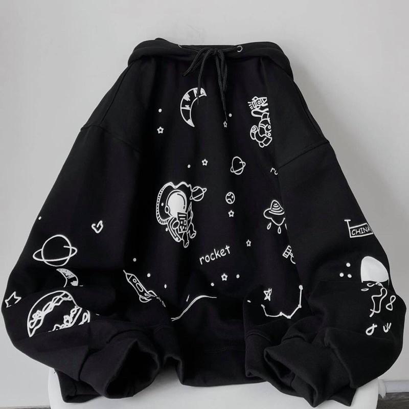 Áo hoodie nỉ lót bông Roc ket unisex